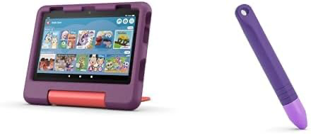 Amazon Fire HD 8 Kids tablet, (32GB, Grape, 2024 release) with Stylus Bundle