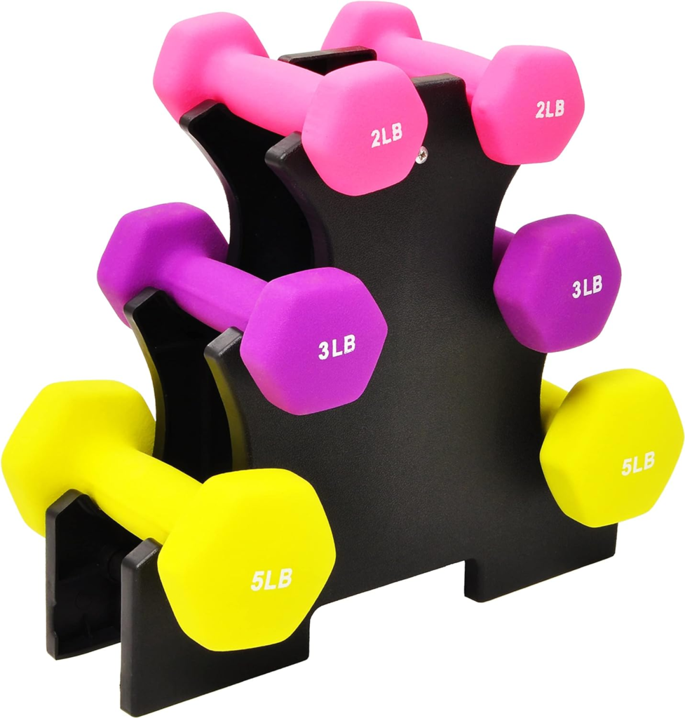 15% off - Neoprene Dumbbell Hand Weights with Stand
